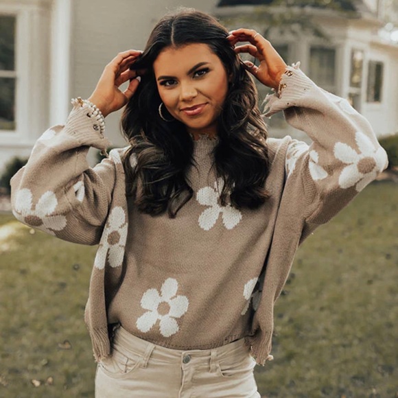 HAYDEN Los Angeles. 'Boho Vibes Sweater.’ Size: Small. Color: Taupe. - Picture 1 of 9